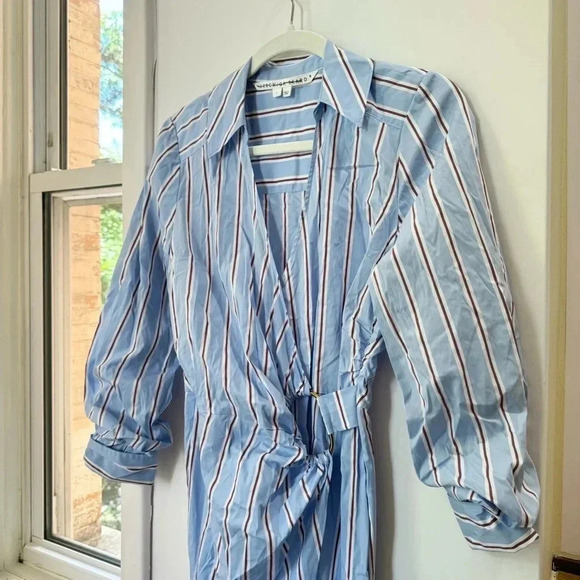New Veronica Beard Afton Wrap Midi Dress Shirtdress Summer Lightweight Sz 2 - Picture 8 of 14